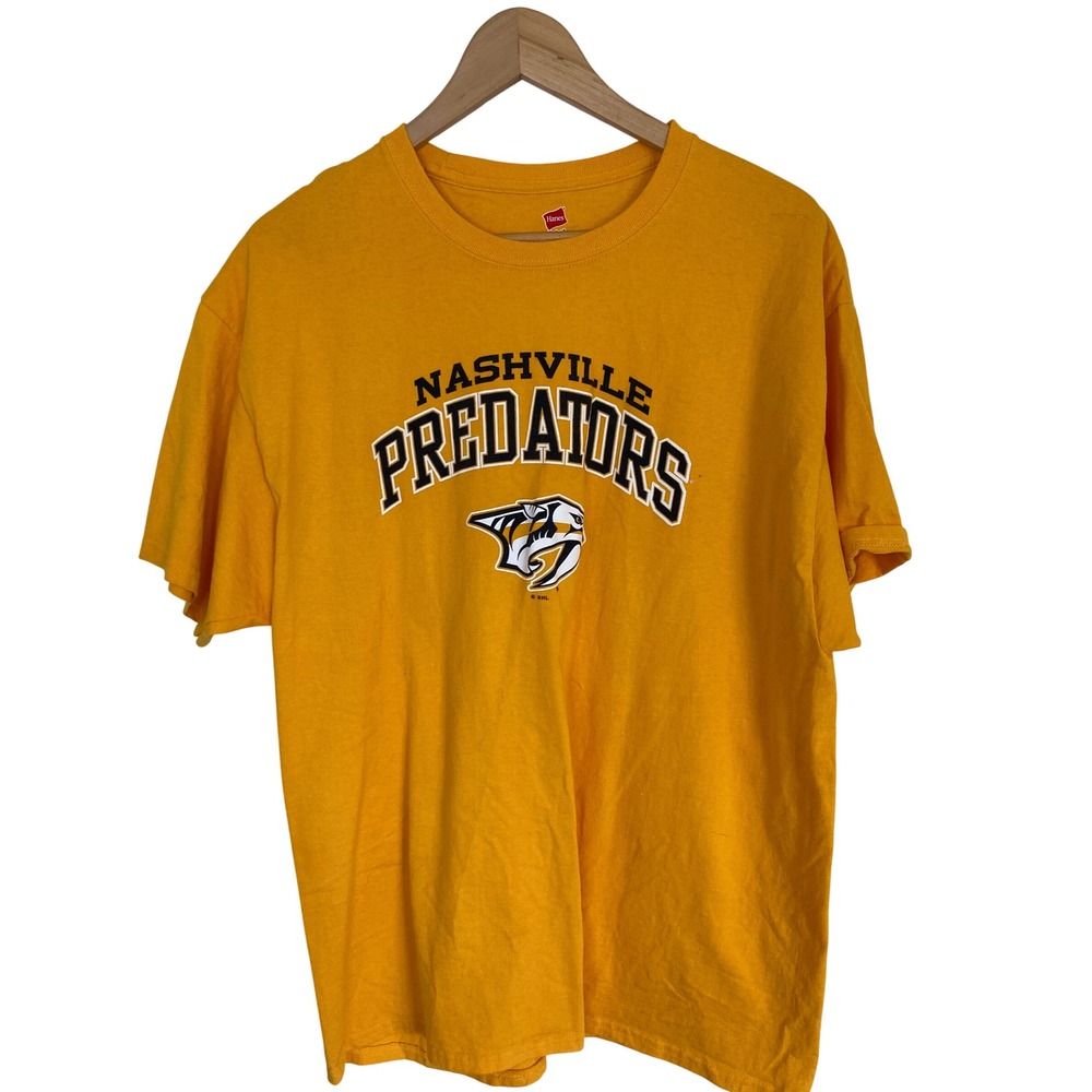 Hanes Nashville Predators NHL Hockey Graphic T-Shirt Gold XL Cotton Short Sleeve